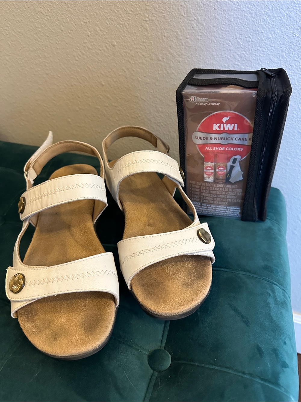 Trotters Romi Stitch Sandal + Kiwi Suede & Nubuck Care Kit